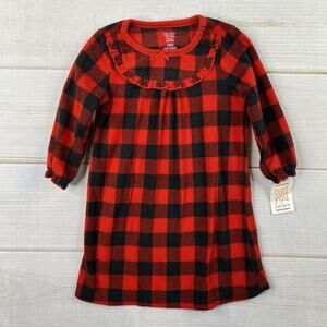 Carter's Baby Girl Nightgown 18M Red Buffalo Plaid Bow Christmas Fleece NWT